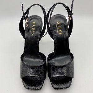 Guess Stilletto Peeptoe Black Snakeskin